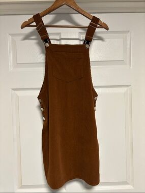 SHEIN Rust Brown Corduroy Pinafore Overall Dress